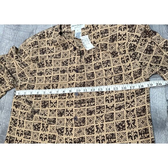 Rena Rowan Skirt 2 Piece Set Womens 10 Tan Button Blouse Pleated Pockets 90s NWT - Picture 4 of 12